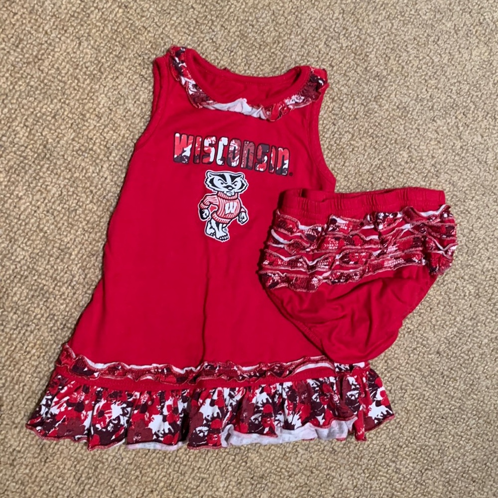 Wisconsin Badgers Bucky Colosseum Red Girl’s Dress w Bloomers